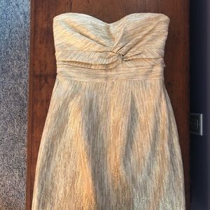 TIBI NEW YORK gold strapless cocktail dress